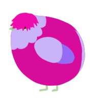 A fuchsia and lilac chicken with a head pattern