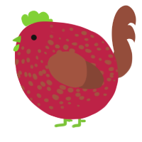 A crimson and russet chicken with a speckle pattern