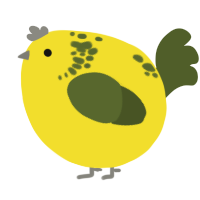 A yellow and olive chicken with a neck-speckle pattern