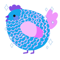 A sky and lavender chicken with a lace pattern