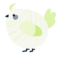 A white and apple chicken with a bar pattern