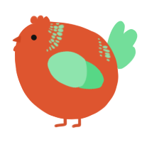 A vermilion and spring chicken with a neck-band pattern