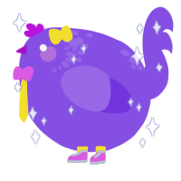 A blurple chicken with a neck-speckle pattern