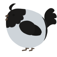 A mist and sable chicken with a head pattern