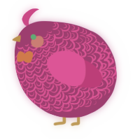A violet and amethyst chicken with a double-lace pattern