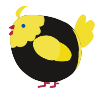 A sable and yellow chicken with a head pattern