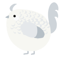 A white and mist chicken with a half-lace pattern