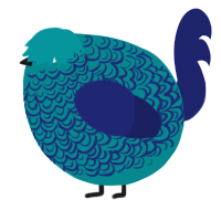 A teal and navy chicken with a double-lace pattern