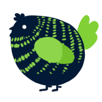 A tumblr and grass chicken with a bar pattern