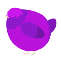 A amethyst and violet chicken with a head pattern