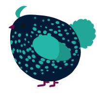 A tumblr and turquoise chicken with a speckle pattern