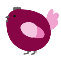A maroon and pink chicken