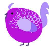 A amethyst and lilac chicken with a half-lace pattern