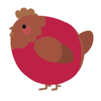 A crimson and russet chicken with a head pattern