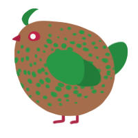 A brown and viridian chicken with a speckle pattern