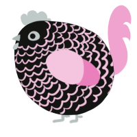 A black and pink chicken with a lace pattern