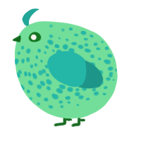 A spring and turquoise chicken with a speckle pattern