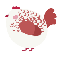 A white and red chicken with a half-lace pattern