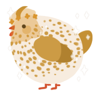 A cream and gold chicken with a speckle pattern