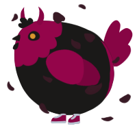 A sable and maroon chicken with a head pattern