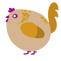 A beige and ochre chicken with a neck-speckle pattern