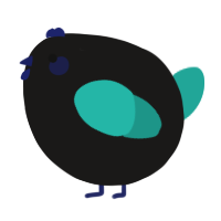 A sable and turquoise chicken