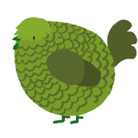 A chartreuse and olive chicken with a lace pattern
