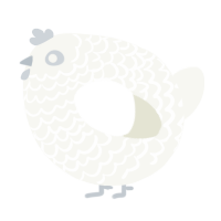 A white chicken with a lace pattern
