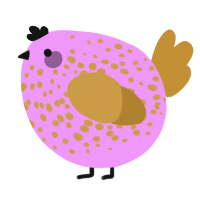 A lavender and gold chicken with a speckle pattern