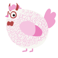 A white and pink chicken with a double-lace pattern
