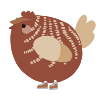 A russet and beige chicken with a half-bar pattern