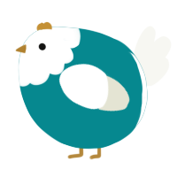 A teal and white chicken with a head pattern
