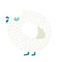 A white chicken with a lace pattern