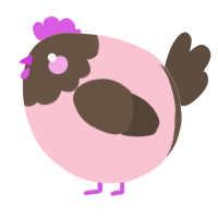 A rose and bark chicken with a head pattern
