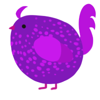 A violet and amethyst chicken with a speckle pattern