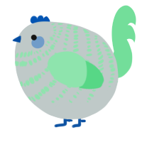 A silver and spring chicken with a bar pattern
