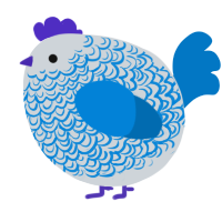 A mist and sapphire chicken with a double-lace pattern