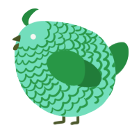 A mint and viridian chicken with a lace pattern