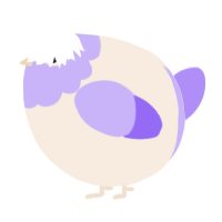 A cream and lilac chicken with a head pattern