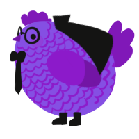A blurple and violet chicken with a lace pattern