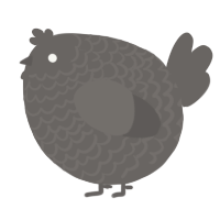 A grey chicken with a lace pattern