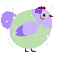 A gluppy and lilac chicken with a head pattern