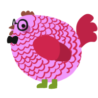 A lavender and crimson chicken with a lace pattern