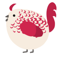 A cream and crimson chicken with a half-lace pattern