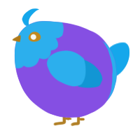 A blurple and sky chicken with a head pattern