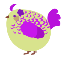 A lemon and amethyst chicken with a half-lace pattern