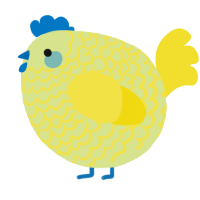 A lemon and yellow chicken with a lace pattern