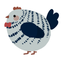 A silver and tumblr chicken with a bar pattern