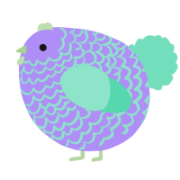 A lilac and mint chicken with a lace pattern