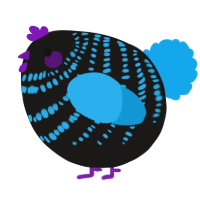 A sable and sky chicken with a bar pattern